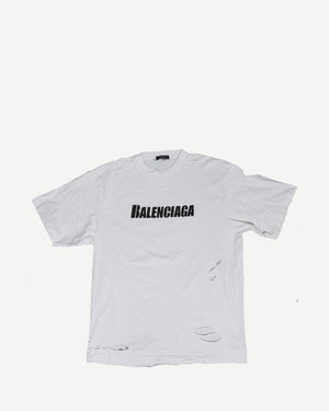 Balenciaga SS21 Destroyed Oversized Logo T-Shirt