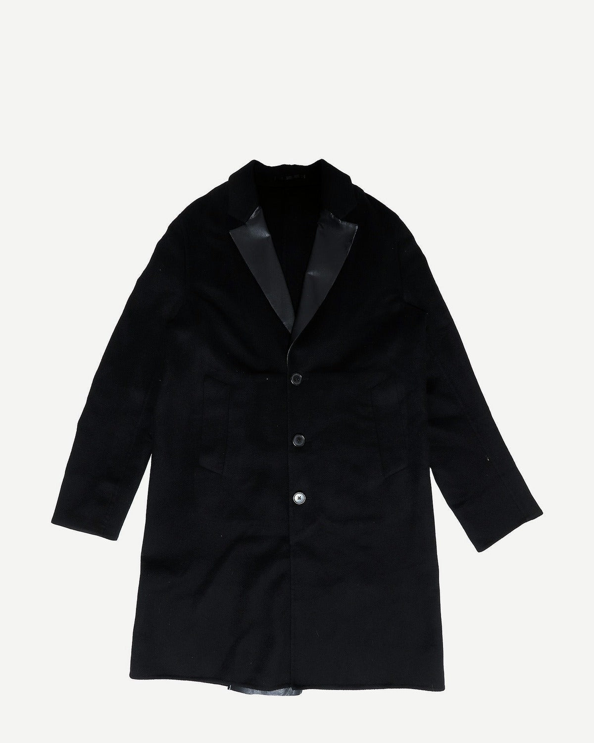 Berluti by Haider Ackermann Leather Lapel Black Coat