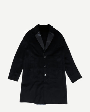 Berluti by Haider Ackermann Leather Lapel Black Coat