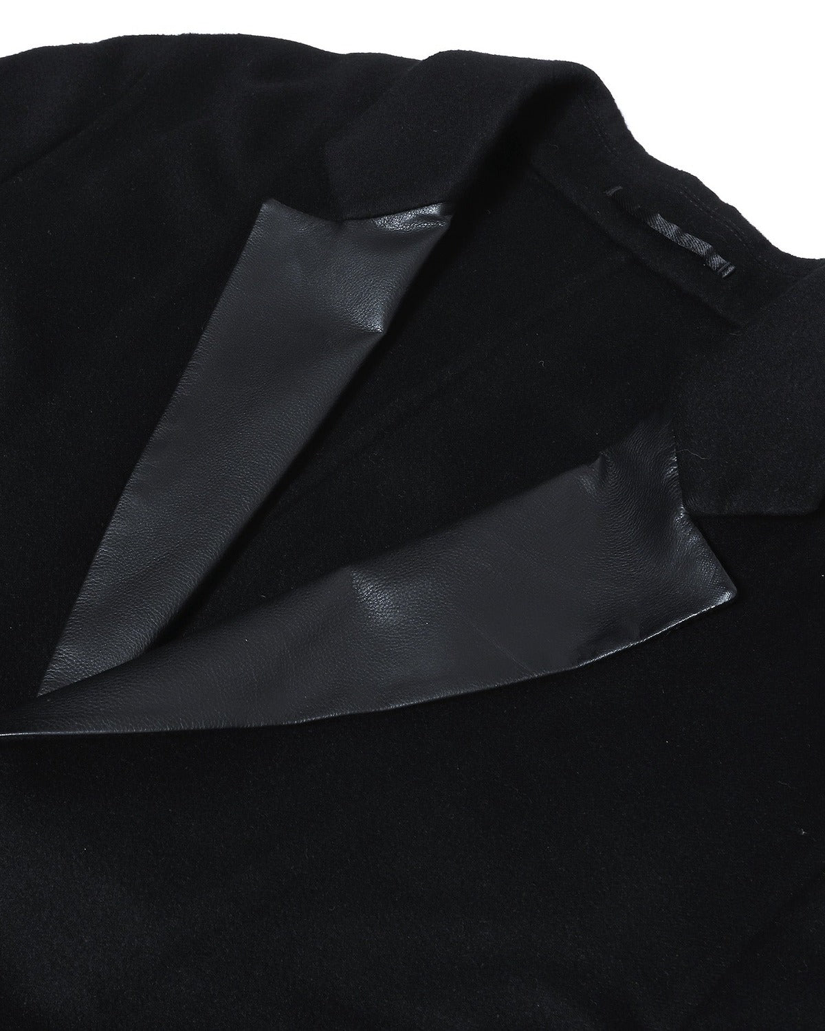 Berluti by Haider Ackermann Leather Lapel Black Coat