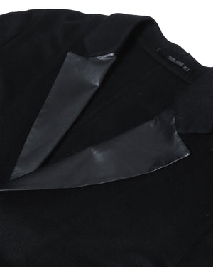 Berluti by Haider Ackermann Leather Lapel Black Coat