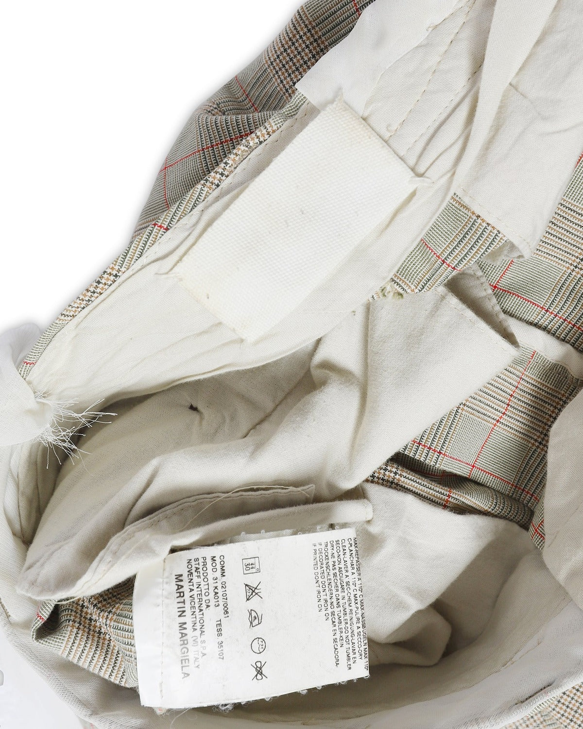 Maison Martin Margiela SS06 Tull Belted Reconstructed Plaid Pants
