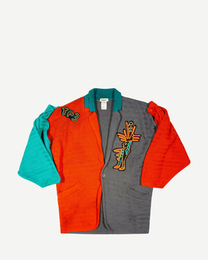 Kansai Yamamoto 80s Patched Modular Multicolor Knit Cardigan