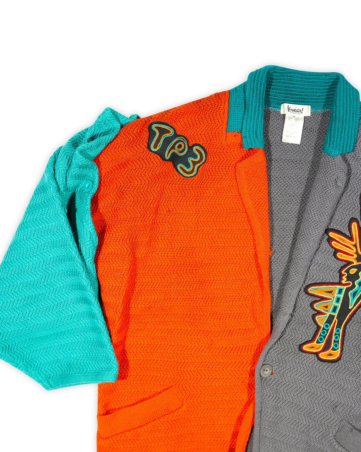 Kansai Yamamoto 80s Patched Modular Multicolor Knit Cardigan