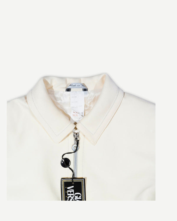 GIANNI VERSACE シャツ メデューサ ビンテージ アイボリー 48 Gianni Versace SS96 Medusa Zip Oversized Silk Shirt - Ākaibu Store