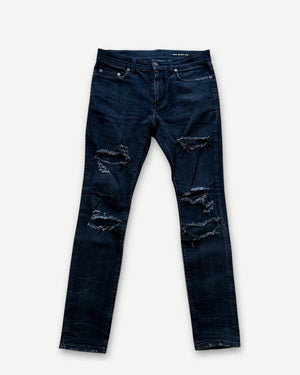 Saint Laurent SS17 Washed Black Skinny Distressed Denim