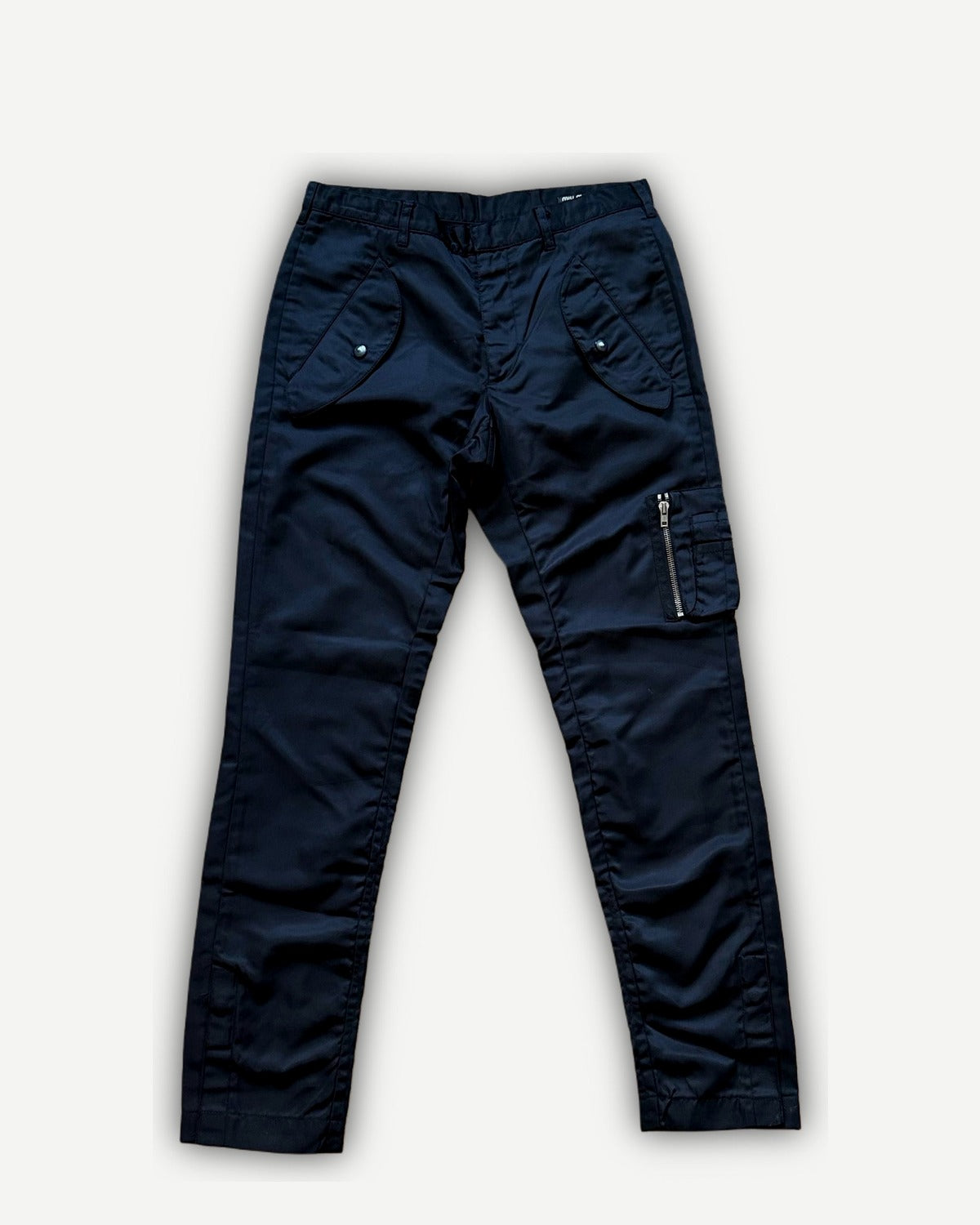 Miu Miu 2000s Black Nylon Technical Cargo Pants