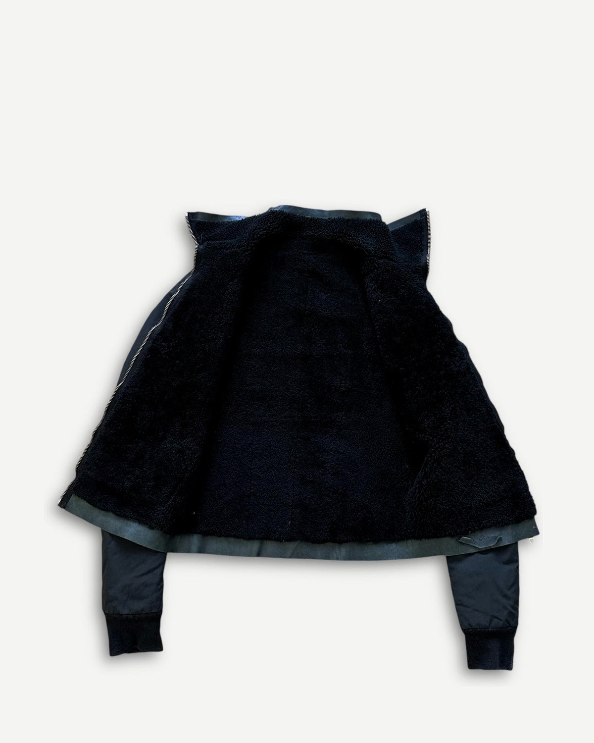 Rick Owens FW11 Shearling Jacket With Nylon Sleeves