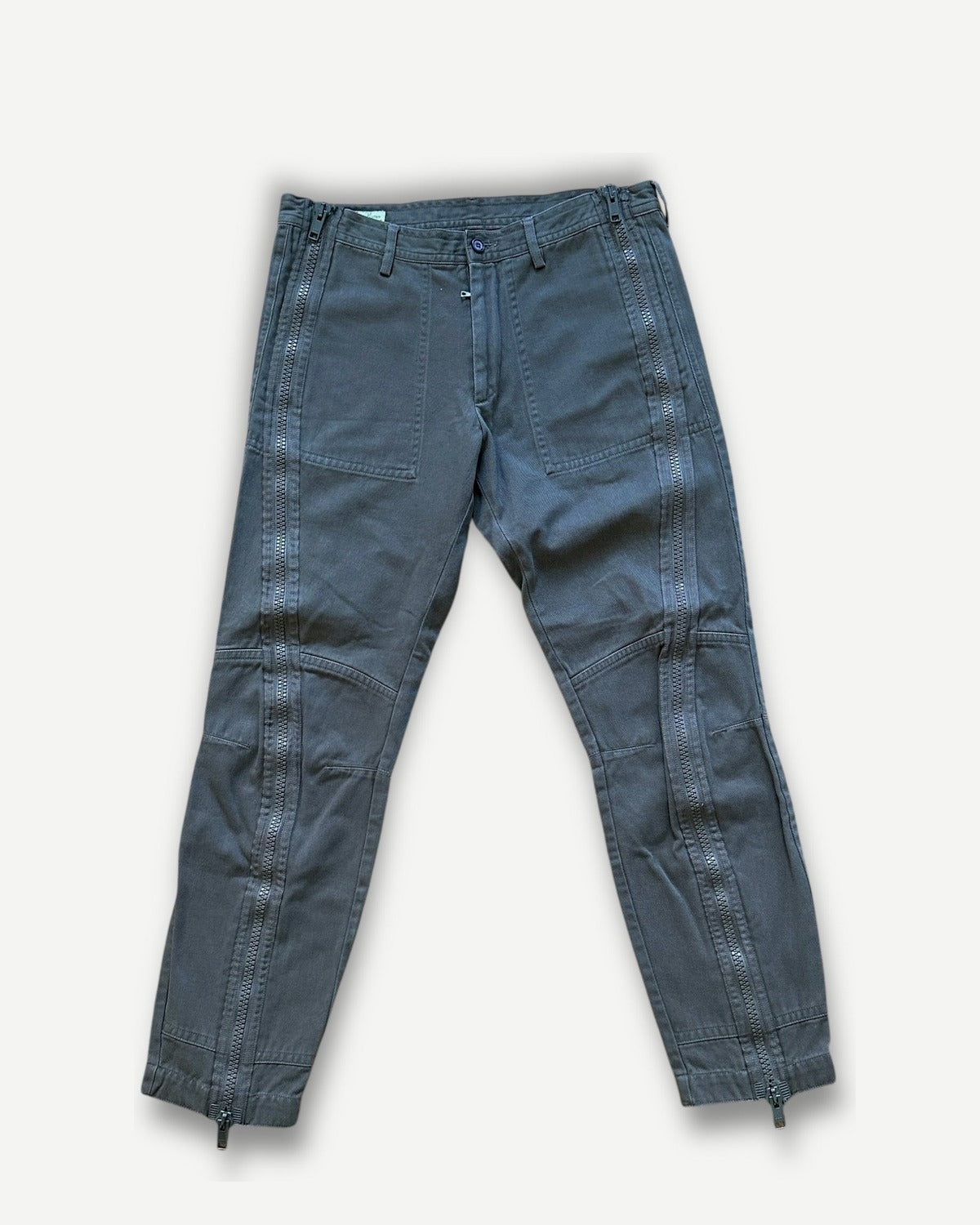 Dries Van Noten FW14 Olive Zippered Moto Biker Pants