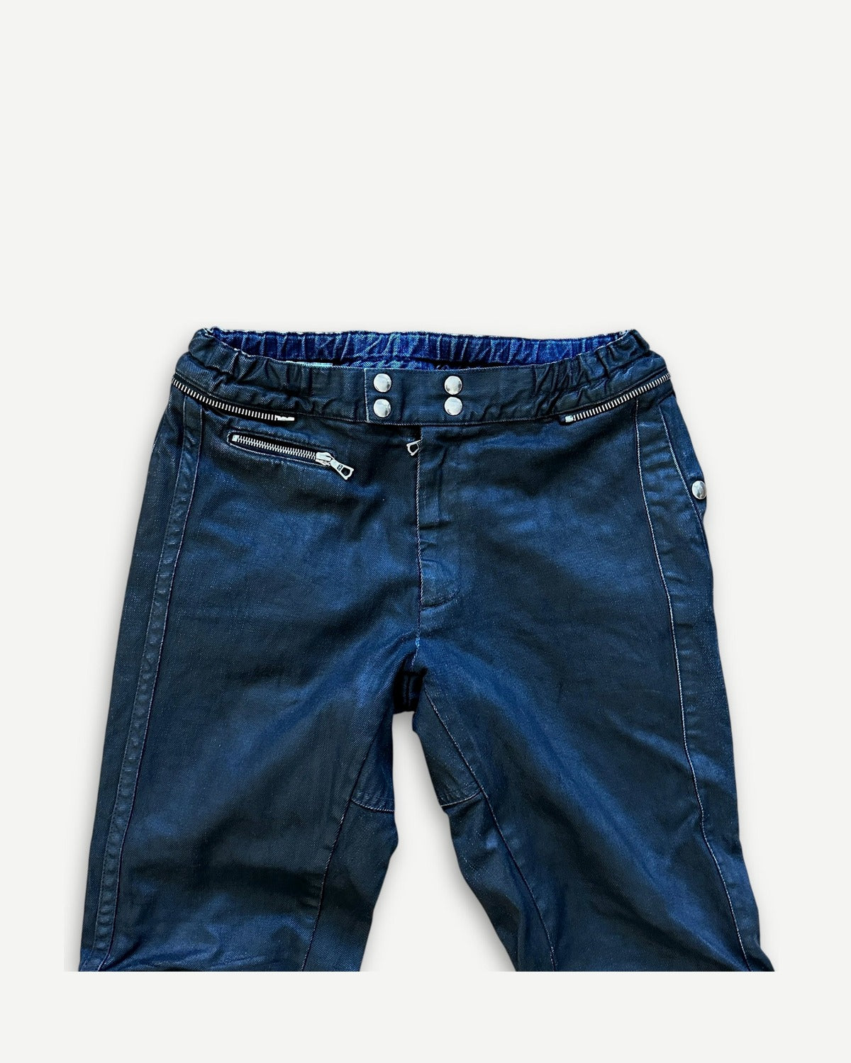 Dries Van Noten FW14 Black Waxed Moto Biker Pants