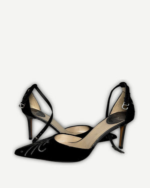 Christian Dior 2000s Strapped Beaded Velvet Heels