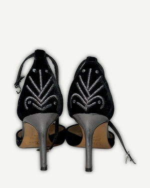 Christian Dior 2000s Strapped Beaded Velvet Heels