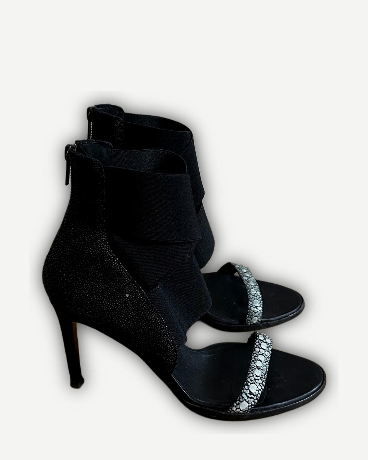 Helmut Lang FW02 Black Strapped Stingray Heels
