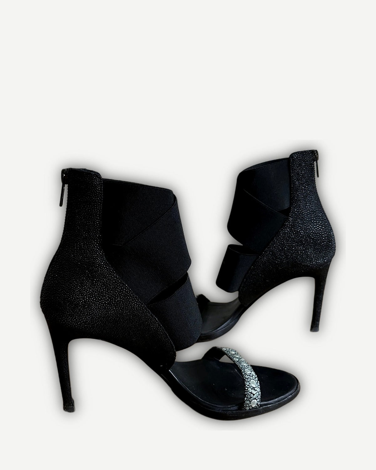 Helmut Lang FW02 Black Strapped Stingray Heels