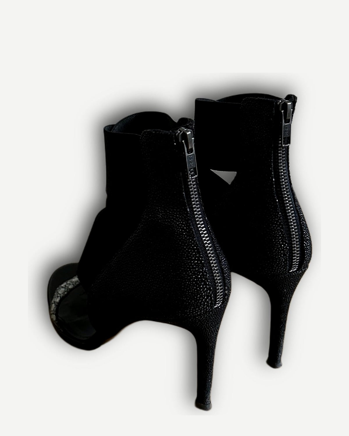 Helmut Lang FW02 Black Strapped Stingray Heels