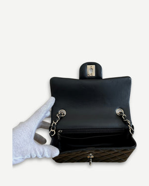 Chanel Classic Black New Mini Flap Bag Quilted Lambskin