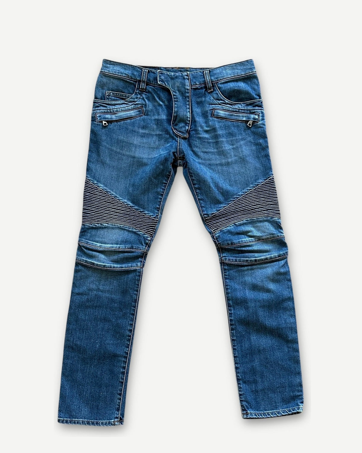 Balmain FW11 Decarnin Washed Blue Biker Denim - Ākaibu Store