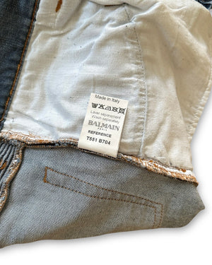 Balmain FW11 Decarnin Washed Blue Biker Denim