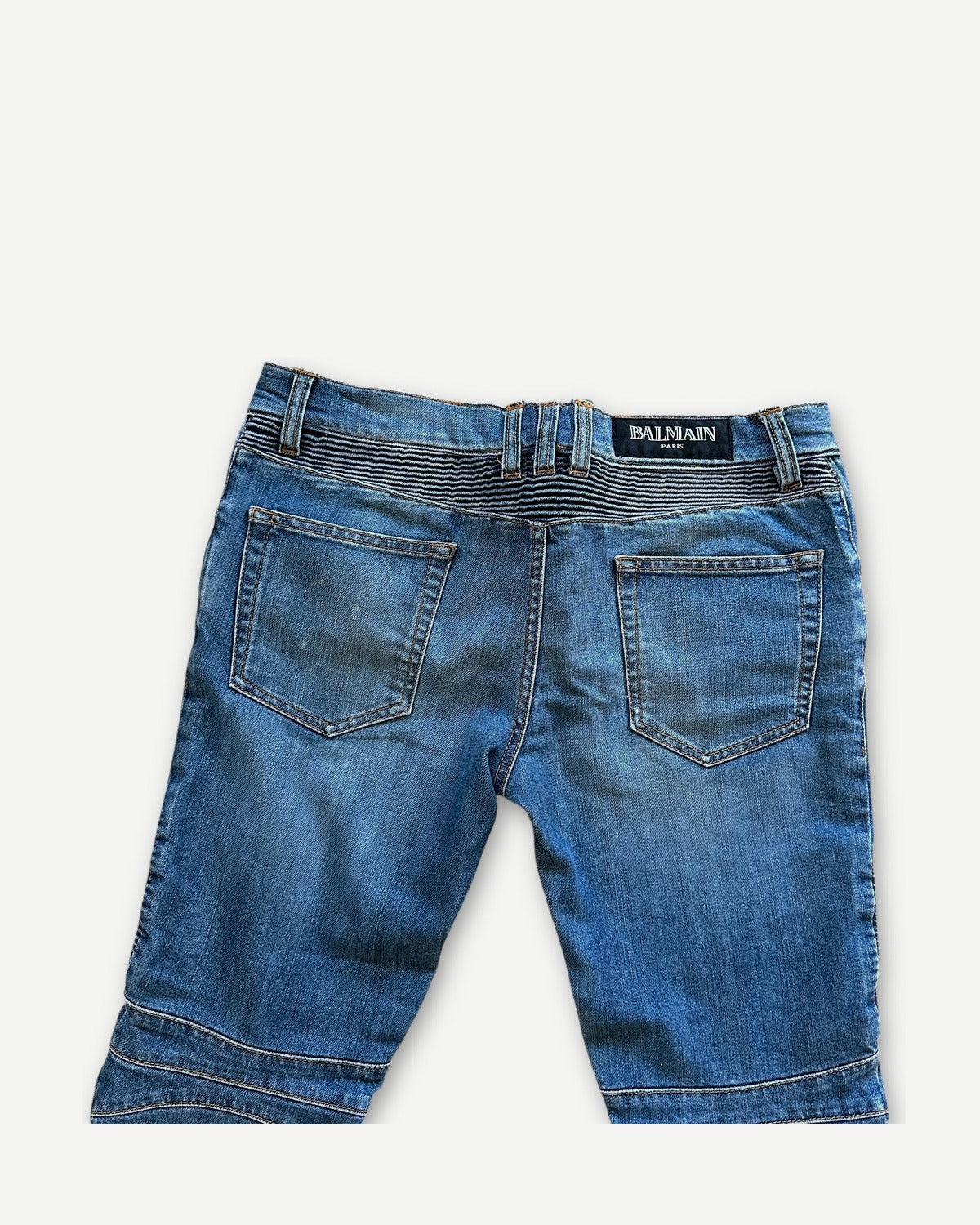 Balmain FW11 Decarnin Washed Blue Biker Denim - Ākaibu Store