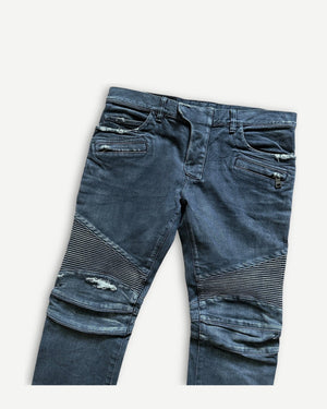 Balmain SS14 Washed Black Biker Denim