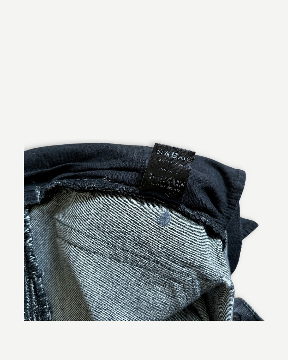 Balmain SS14 Washed Black Biker Denim
