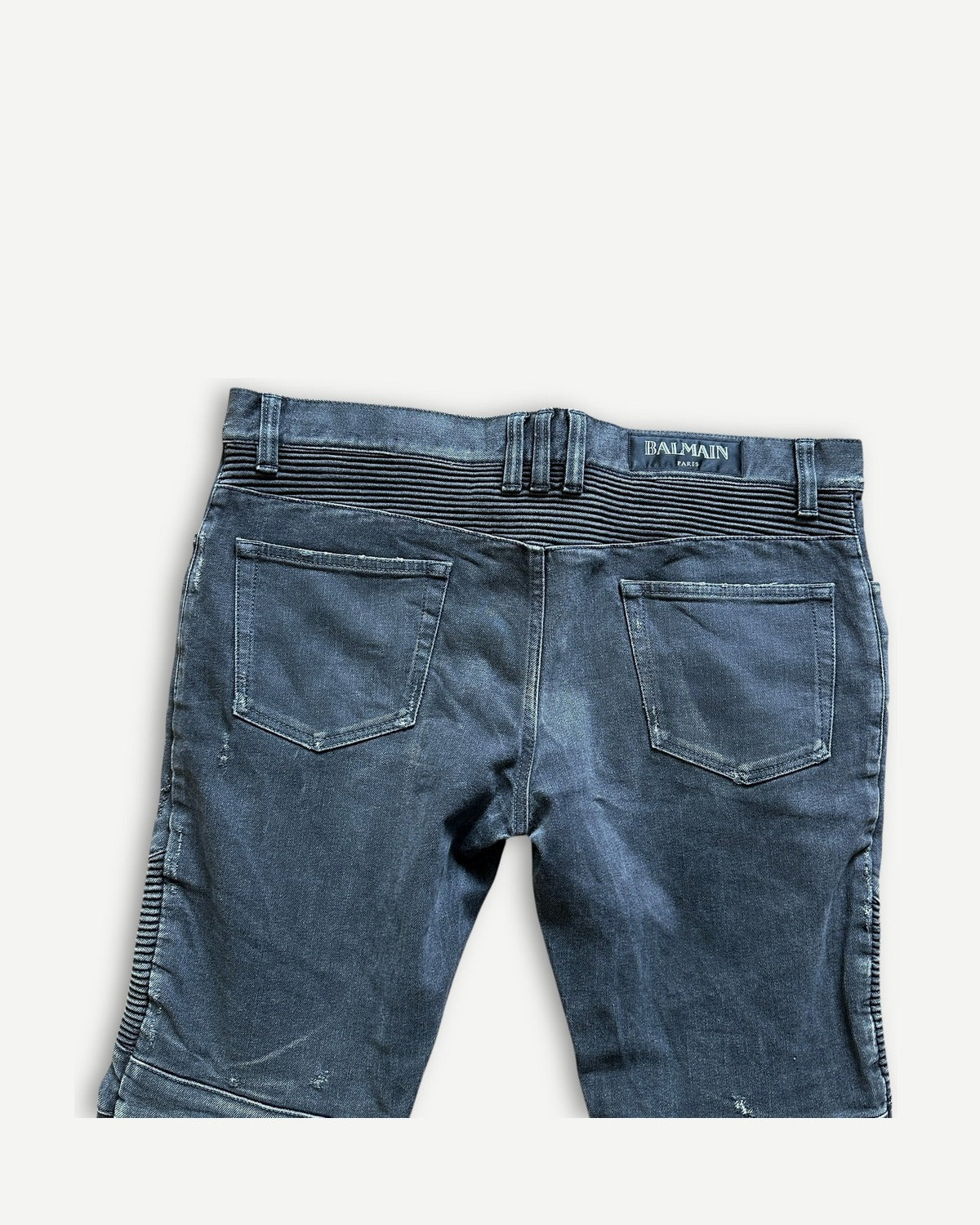 Balmain SS14 Washed Black Biker Denim