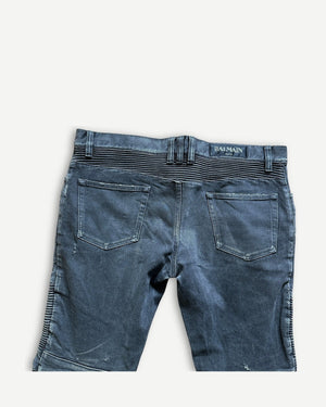 Balmain SS14 Washed Black Biker Denim