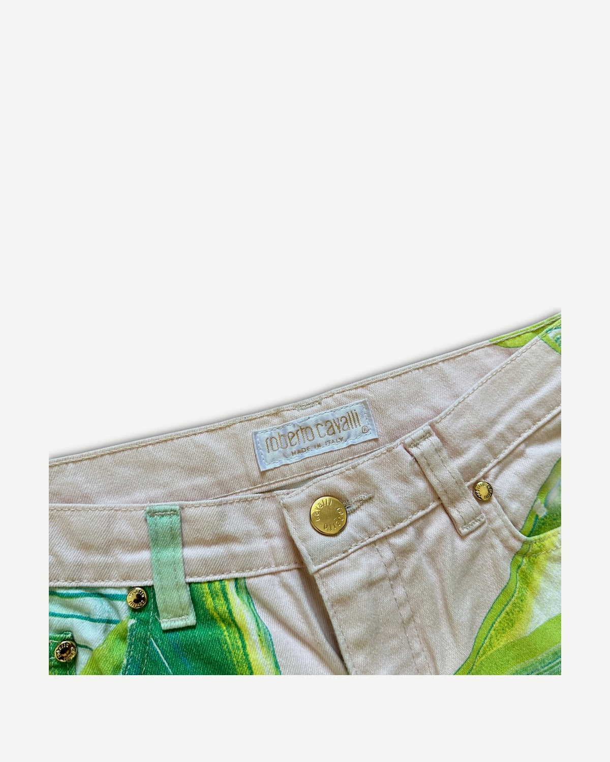 Roberto Cavalli 2000s Liquid Floral Printed Denim