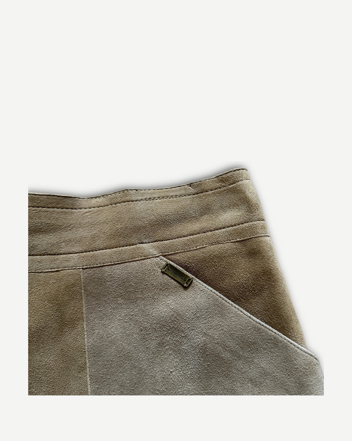 Chanel FW99 Beige Suede Mini Skirt