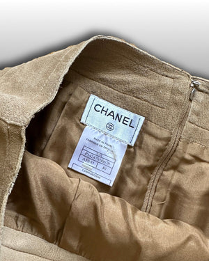 Chanel FW99 Beige Suede Mini Skirt