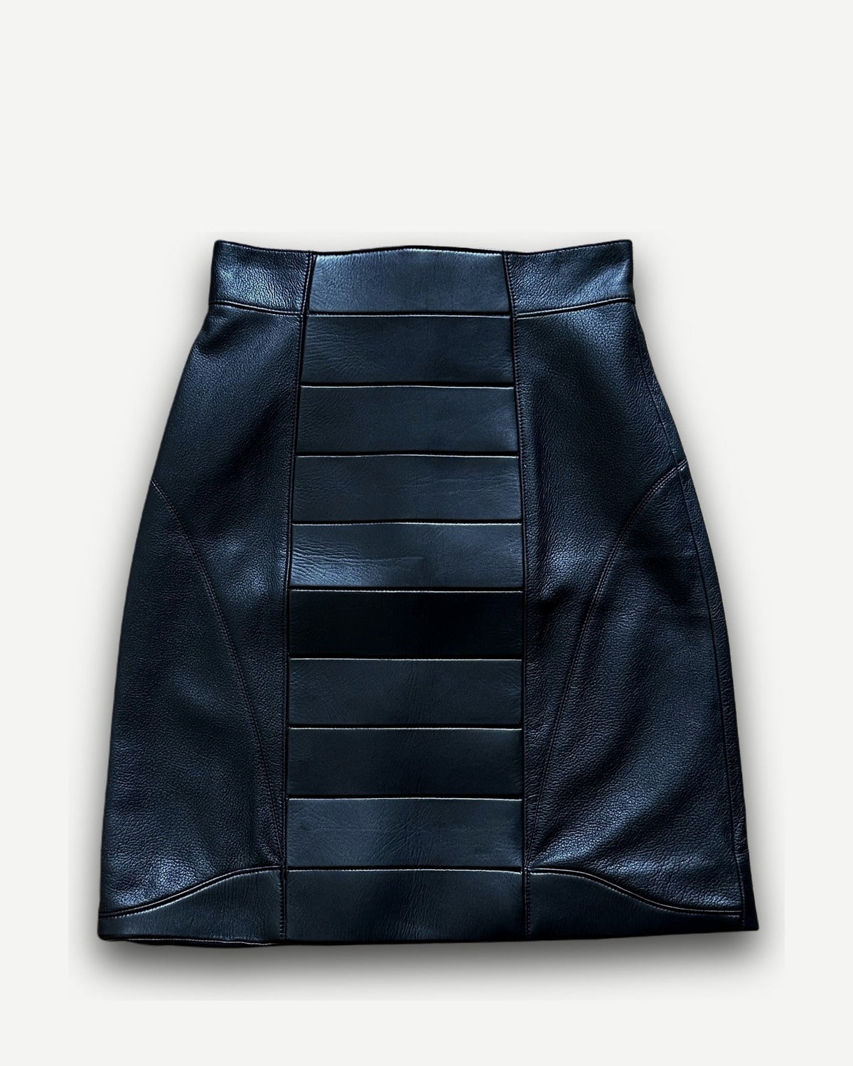 Louis Vuitton Black Leather Prototype Paneled Skirt