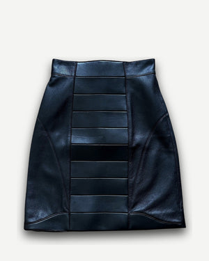 Louis Vuitton Black Leather Prototype Paneled Skirt