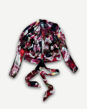 Jean Paul Gaultier 90s Floral Belted Silk Crop Top