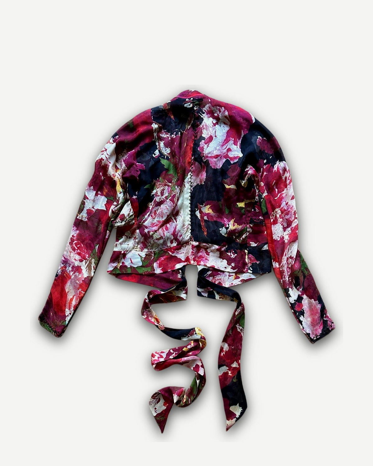 Jean Paul Gaultier 90s Floral Belted Silk Crop Top