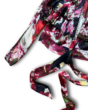 Jean Paul Gaultier 90s Floral Belted Silk Crop Top
