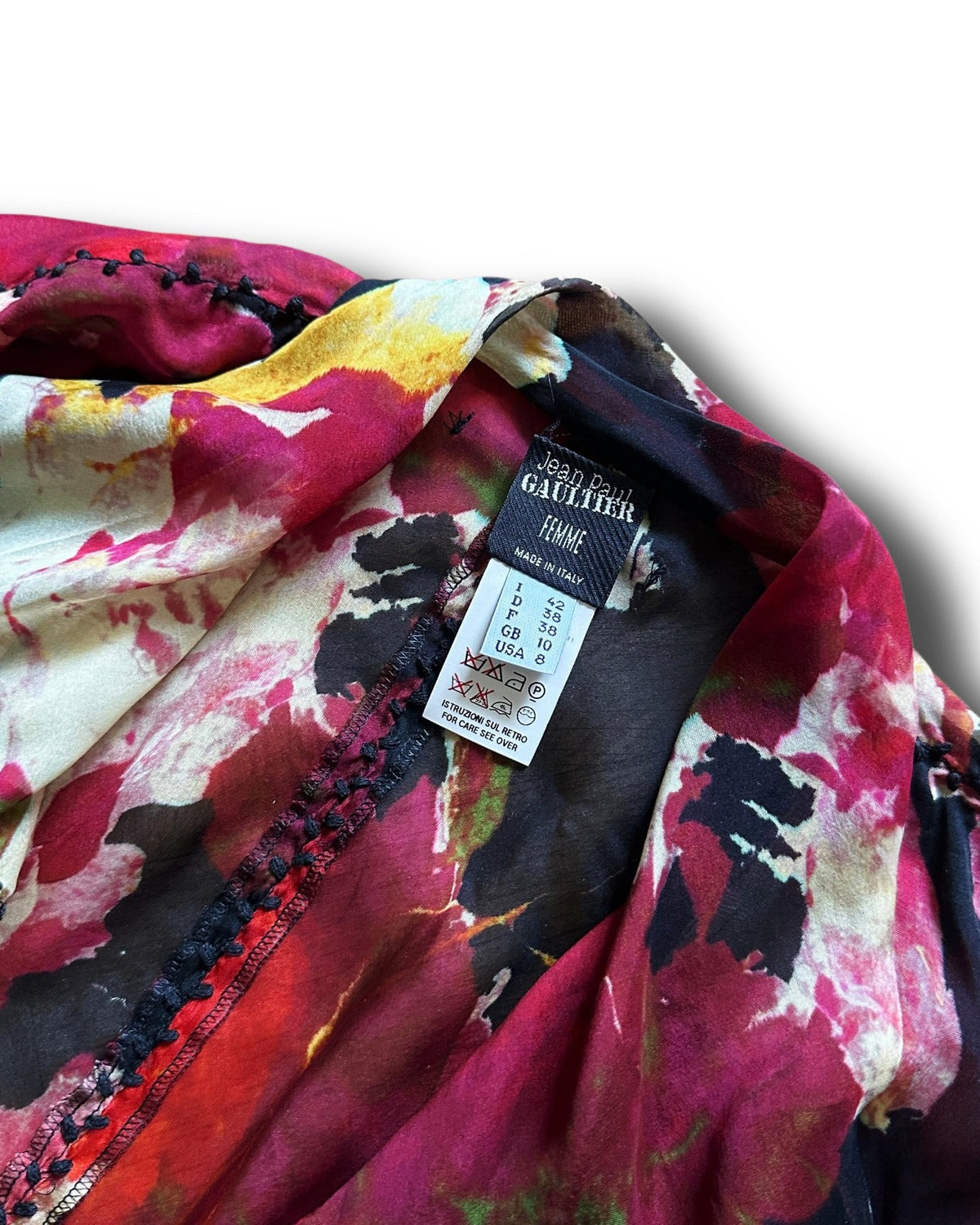 Jean Paul Gaultier 90s Floral Belted Silk Crop Top
