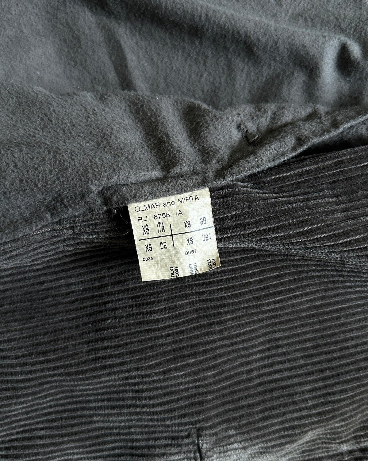 Rick Owens Archival Double Breasted Corduroy Coat