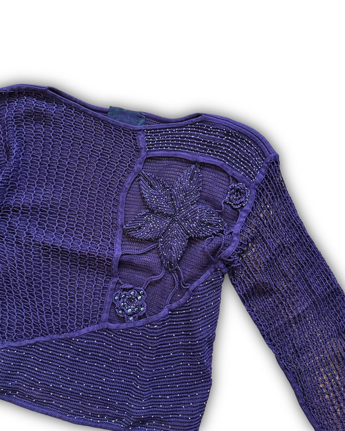 Jean Paul Gaultier 80s Equator Asymetrical Patchwork Floral Knit