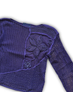 Jean Paul Gaultier 80s Equator Asymetrical Patchwork Floral Knit
