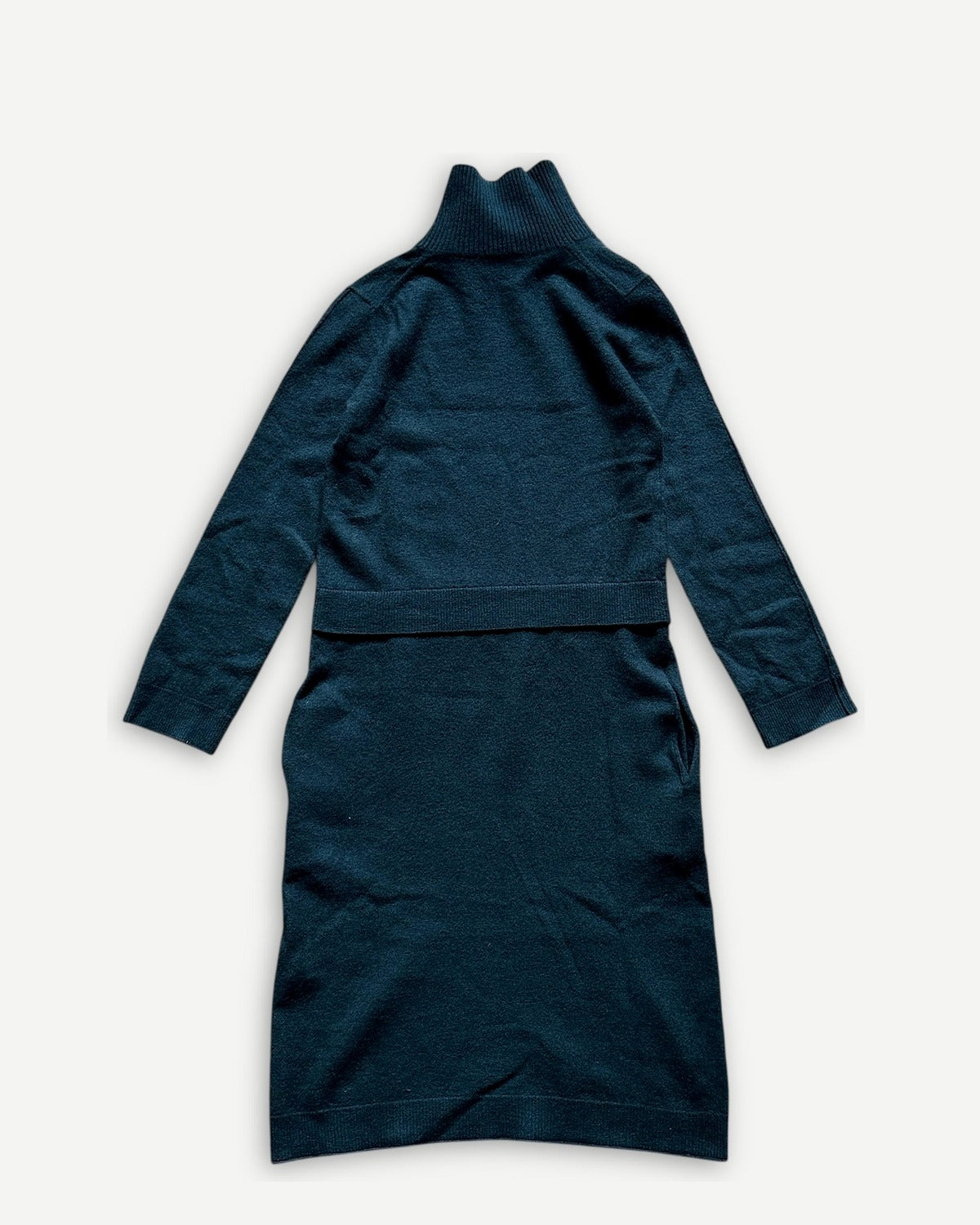 Céline by Phoebe Philo Zipped Contrast Collar Ribbed Wool Dress