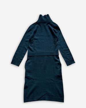 Céline by Phoebe Philo Zipped Contrast Collar Ribbed Wool Dress