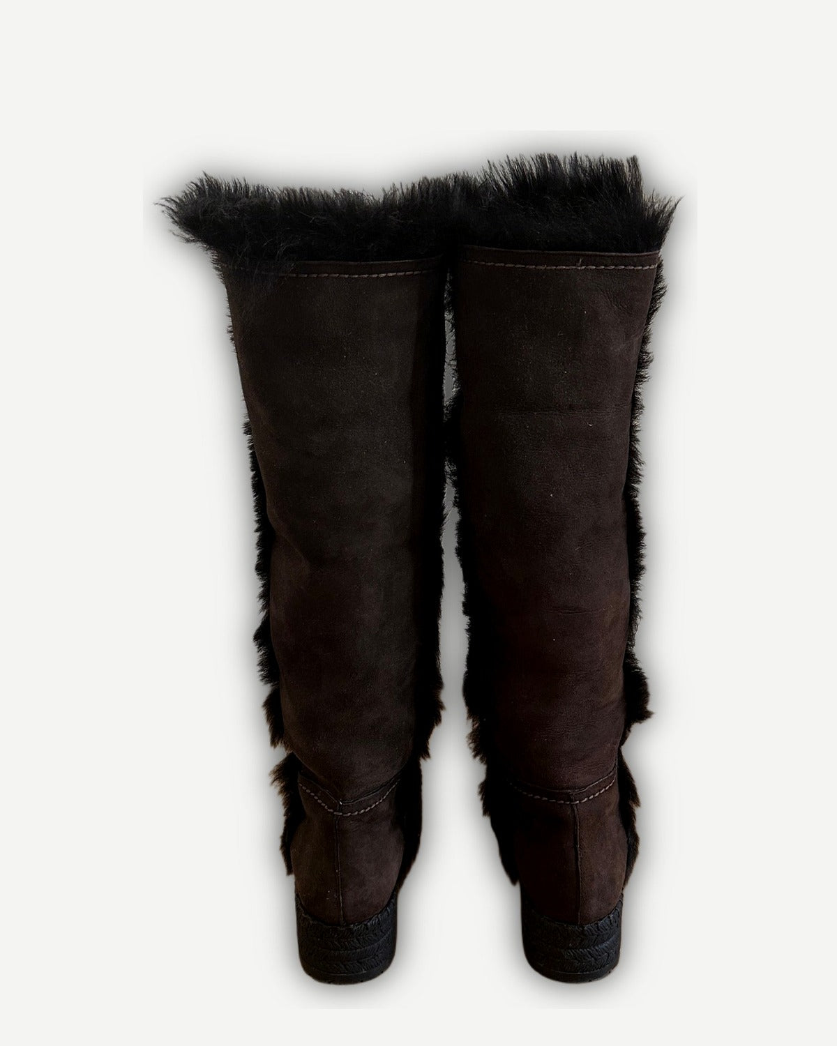Prada 2000s Fur Lined Suede Knee Boots