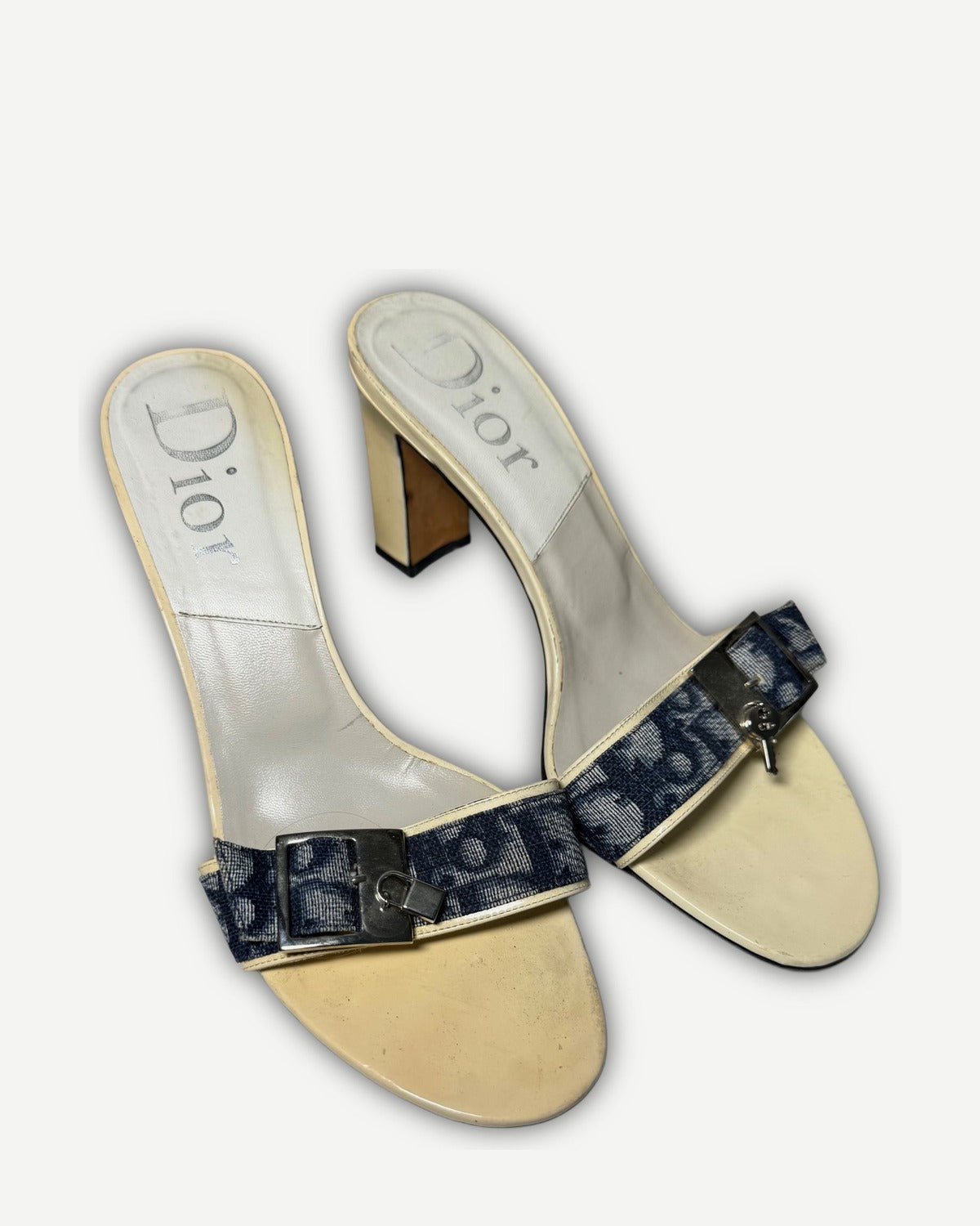 Christian Dior by John Galliano 2000s Monogram Key Lock Heeled Mules