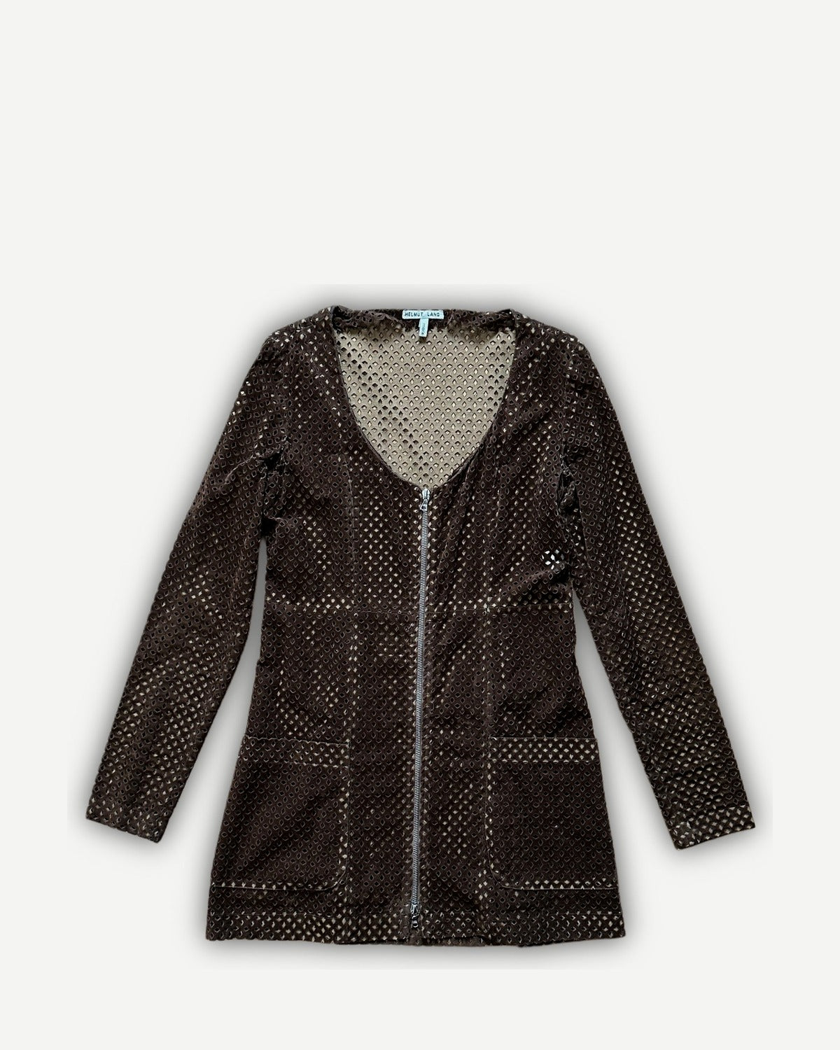 Helmut Lang FW91 Punching Suede Laser Cut Zip Dress
