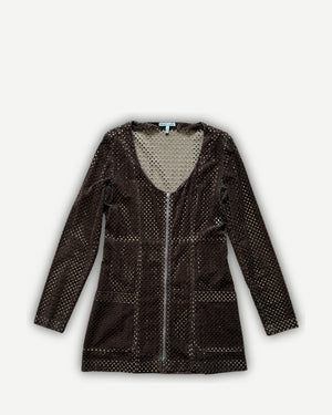 Helmut Lang FW91 Punching Suede Laser Cut Zip Dress