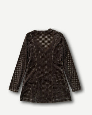 Helmut Lang FW91 Punching Suede Laser Cut Zip Dress