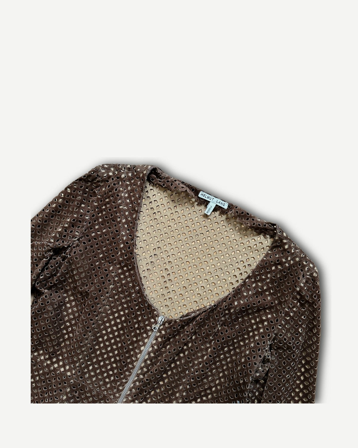 Helmut Lang FW91 Punching Suede Laser Cut Zip Dress