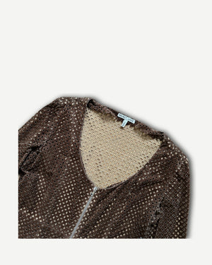 Helmut Lang FW91 Punching Suede Laser Cut Zip Dress