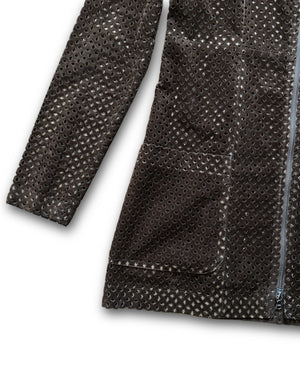 Helmut Lang FW91 Punching Suede Laser Cut Zip Dress