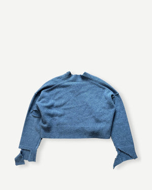 Céline by Phoebe Philo FW17 Blue Oversized Destroyed Knit Sweater